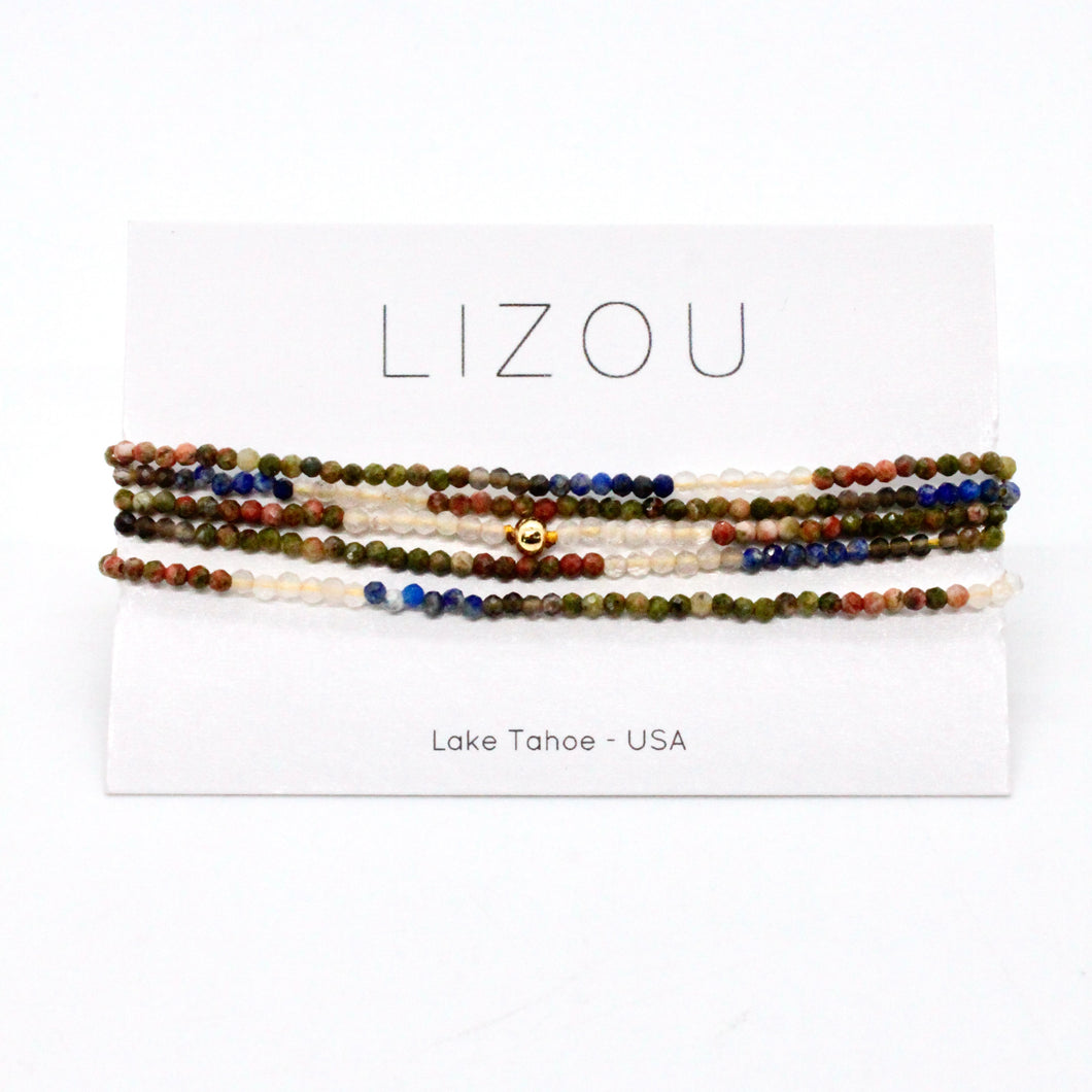 Delicate Faceted Mini Semi Precious Stone Mix Beaded Necklace - N9-017