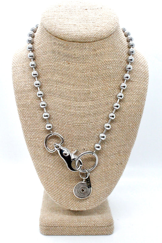 Dark Spiral Necklace Single Silver Chain Claw Clasp