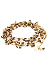 Pyrite Long 24K Gold Plate Chain Necklace