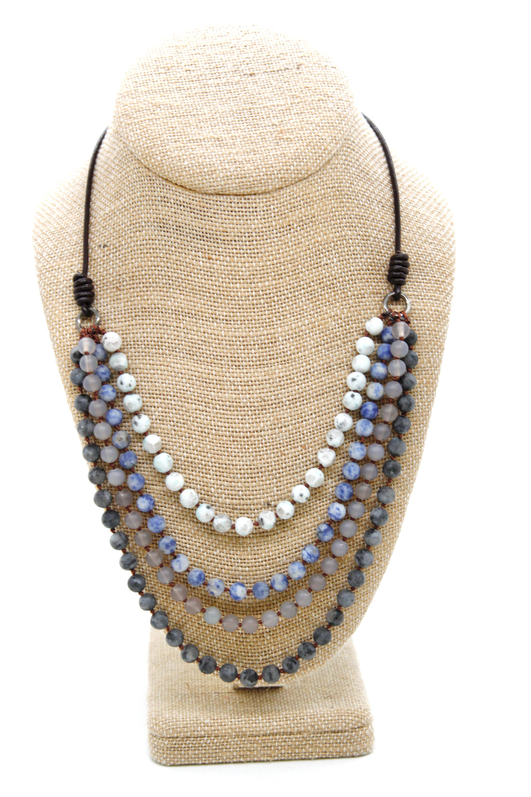 Semi Precious Stone Multi Strand Short Necklace - NLS-M20