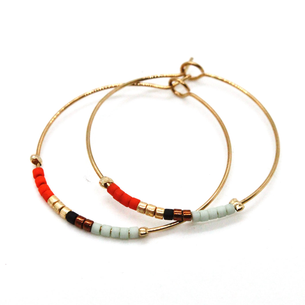 Miyuki Bead Mix Hoop Earrings - E8-038B