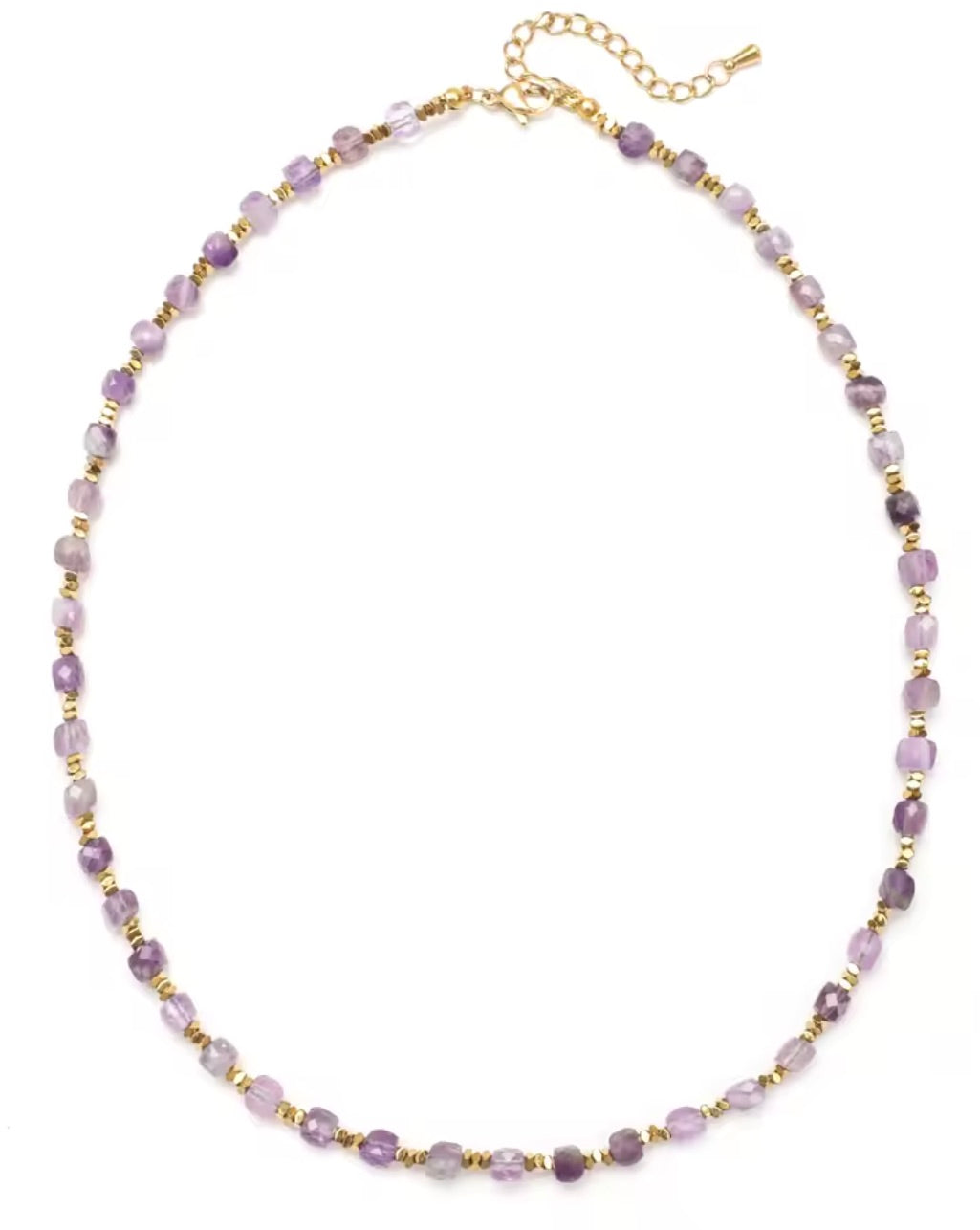 Simple Semi Precious Stone and 24K Gold Plate Necklace- N2-2389