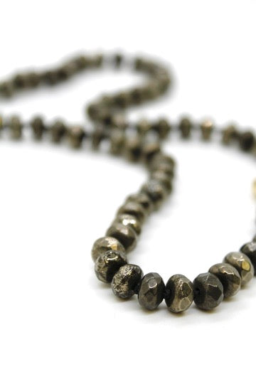 Hand-Knotted Short Faceted Pyrite Beaded Necklace - NLS-PY
