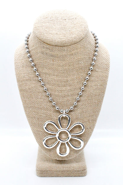 Summer Daisy Pendant Convertible Silver Chain Necklace