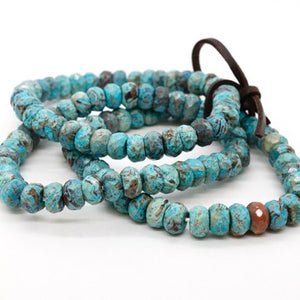 Faceted Ocean Jasper Three Strand Bracelet -BL-SSJP