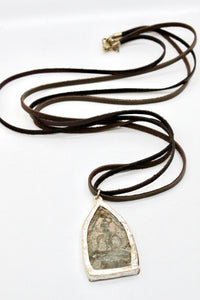 Reversible Buddha Charm on Leather -Buddha Collection-