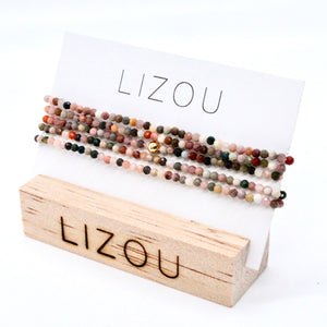 Delicate Faceted Mini Semi Precious Stone Alashan Agate Beaded Necklace - N9-103
