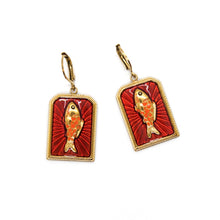 Load image into Gallery viewer, Red Enamel Fish Earrings - E9-102

