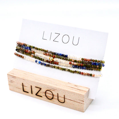 Delicate Faceted Mini Semi Precious Stone Mix Beaded Necklace - N9-017