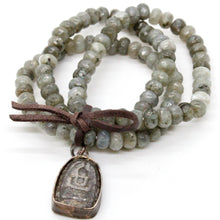 Load image into Gallery viewer, Three Strand Labradorite Buddha Bracelet -Buddha Collection-
