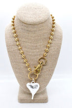 Load image into Gallery viewer, Heavy Silver Heart Pendant Convertible Gold Chain Necklace
