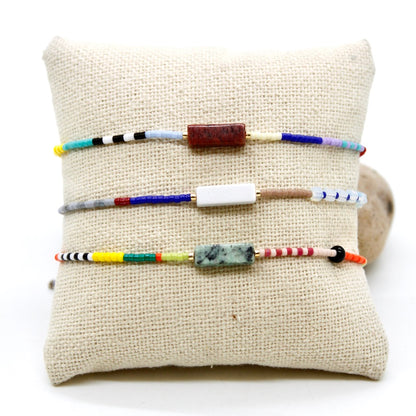 Bundle of Three Mini Stones and Beads Bracelets - B8-033