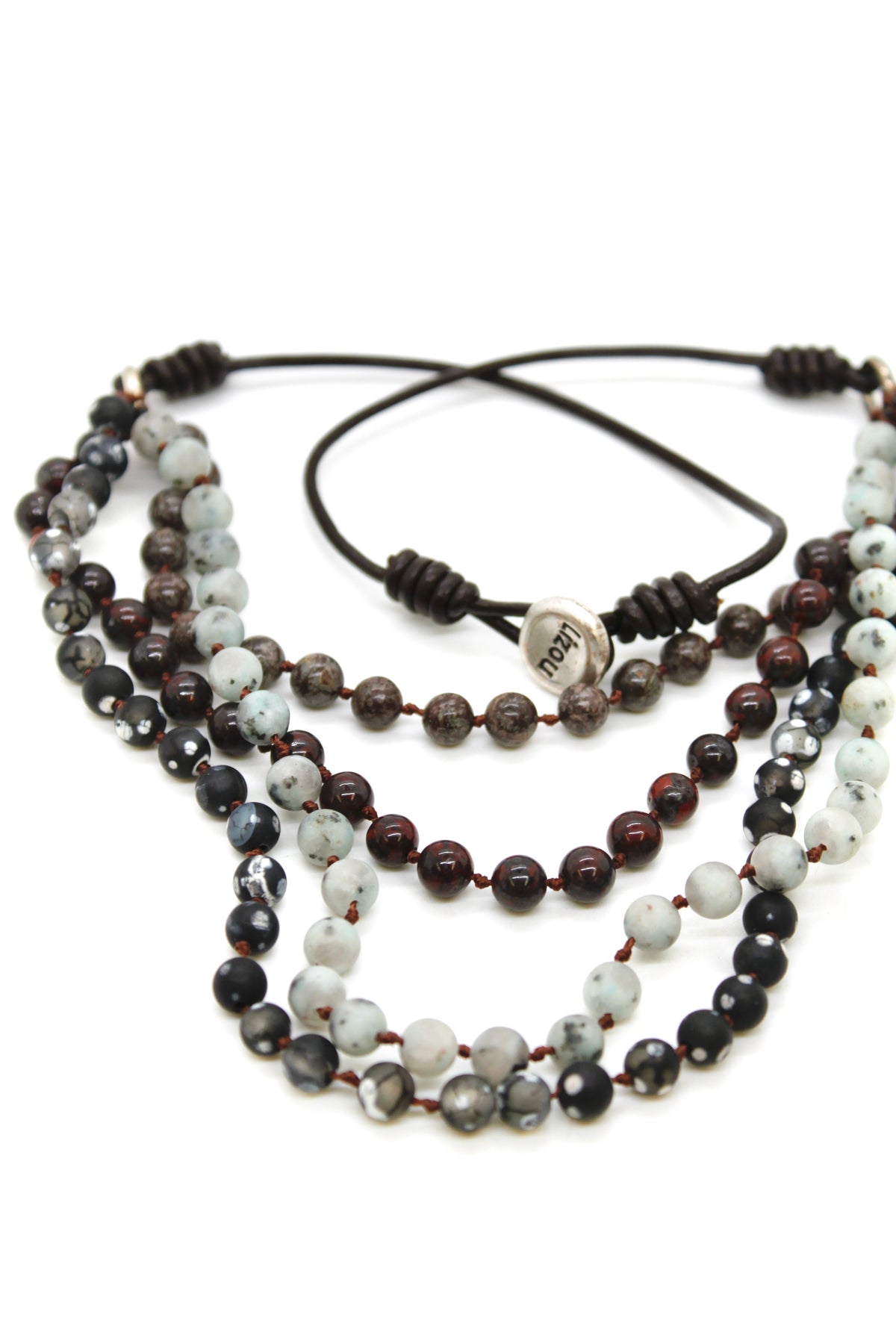 Semi Precious Stone Multi Strand Short Necklace - NLS-M36
