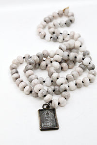 White Lace Agate Buddha Necklace -Buddha Collection-