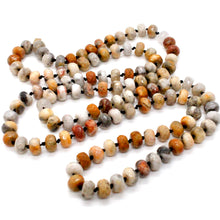 Load image into Gallery viewer, Hand-Knotted Long Crazy Lace Agate Bead Necklace - NL-CLA
