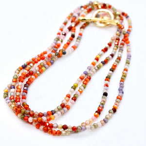 Delicate Faceted Mini Semi Precious Stone Zirconium Beaded Necklace - N9-118