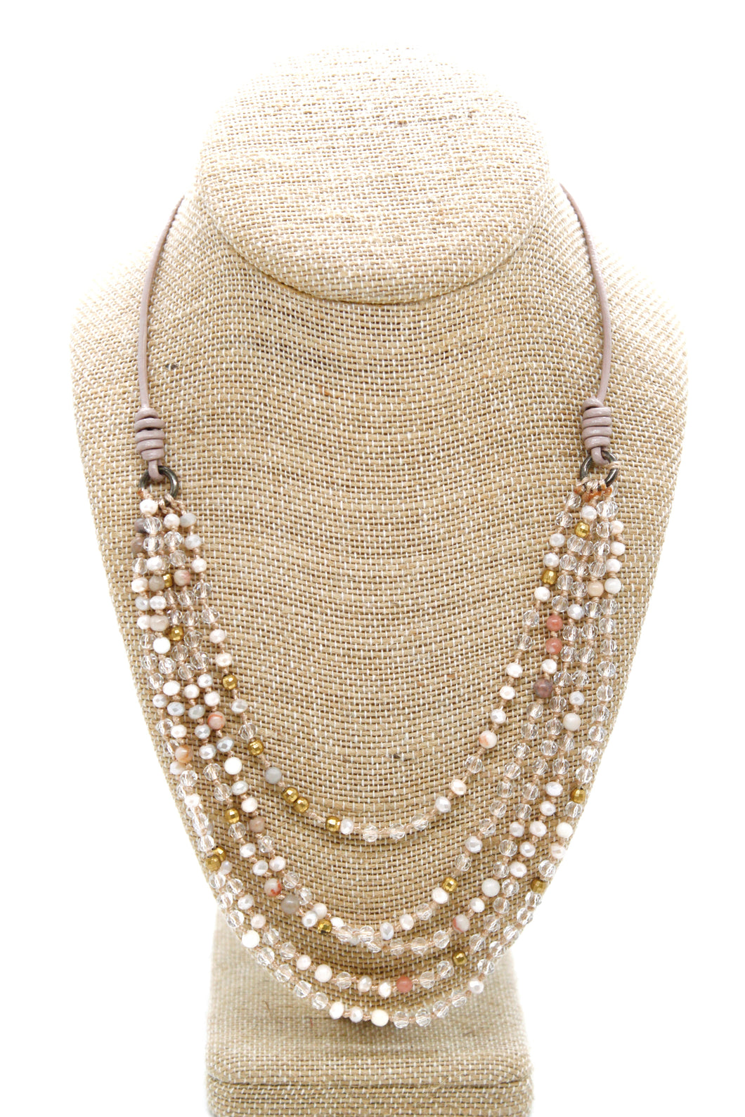 Semi Precious Stone Multi Strand Short Necklace - NLS-Darling