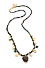 Load image into Gallery viewer, African Turquoise Mini Charm Necklace with Heart
