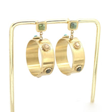 Load image into Gallery viewer, Semi Precious Stones in Gold Circle Earrings
