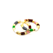 Load image into Gallery viewer, Enamel and Gold Huggie Earrings  - E4-459E
