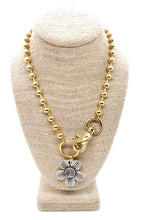 Load image into Gallery viewer, Antique Silver Flower Pendant Convertible Gold Chain Necklace
