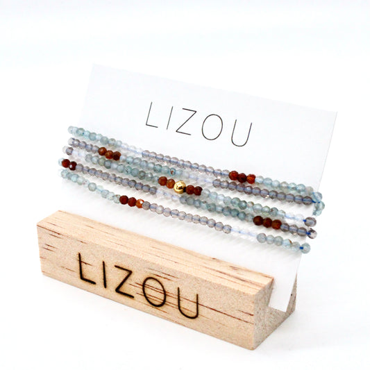 Delicate Faceted Mini Semi Precious Stone Mix Beaded Necklace - N9-002