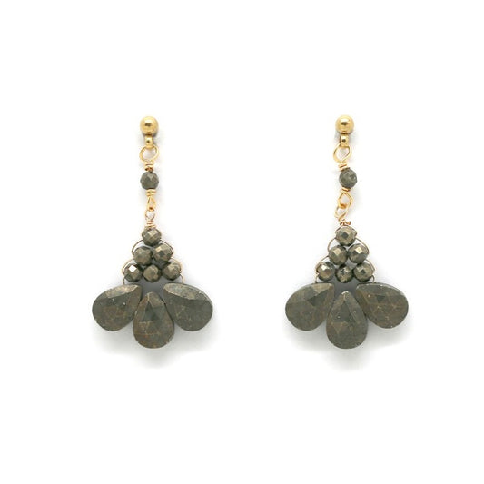 Pyrite Stone Drop Dangle Earrings - E4-239