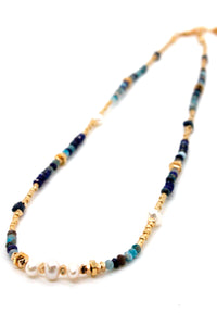 Lapis and Freshwater Pearl Necklace -French Flair Collection-