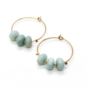 Stone and Gold Hoop Earrings E7-011 -Stone Collection-