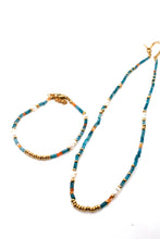 Load image into Gallery viewer, Beaded Apatite and Freshwater Pearl Necklace -French Flair Collection-
