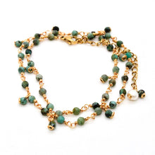 Load image into Gallery viewer, African Turquoise Short 24K Gold Plate Chain Necklace
