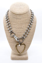 Load image into Gallery viewer, Brass Cutout Heart Convertible Silver Chain Necklace
