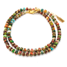 Load image into Gallery viewer, Multi Color Jasper and Gold Short Beaded Necklace
