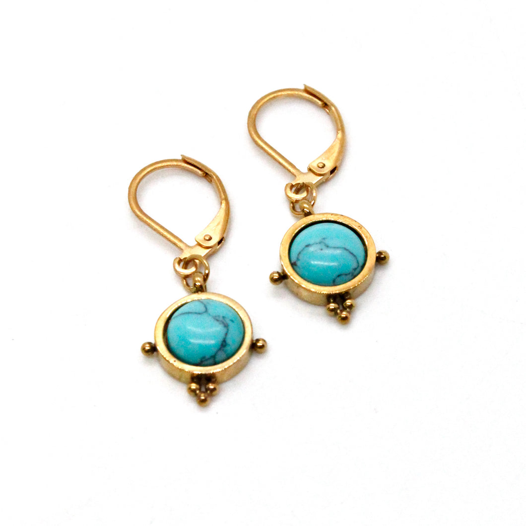 Delicate Small Turquoise dangle Earrings E4-226 -French Flair Collection-