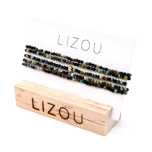 Delicate Faceted Mini Semi Precious Stone African Turquoise Beaded Necklace - N9-116