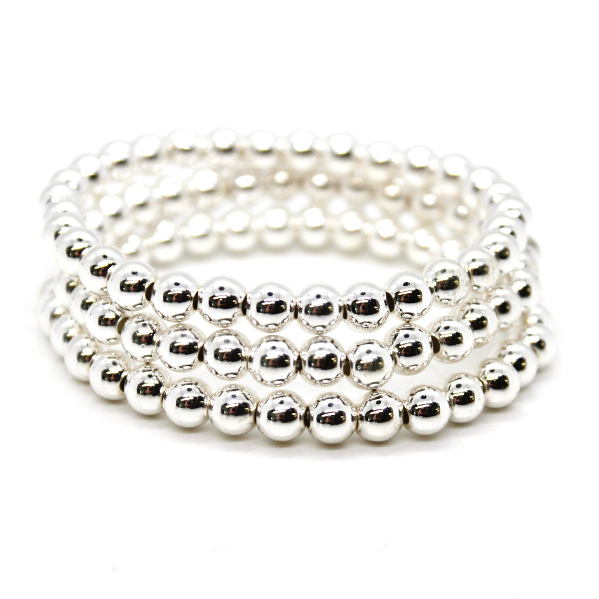 Plain and Classy Silver Stretch Bracelet - B4-031S