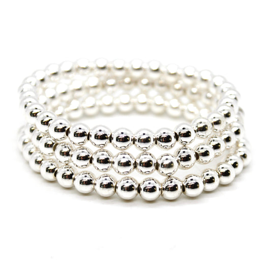 Plain and Classy Silver Stretch Bracelet - B4-031S