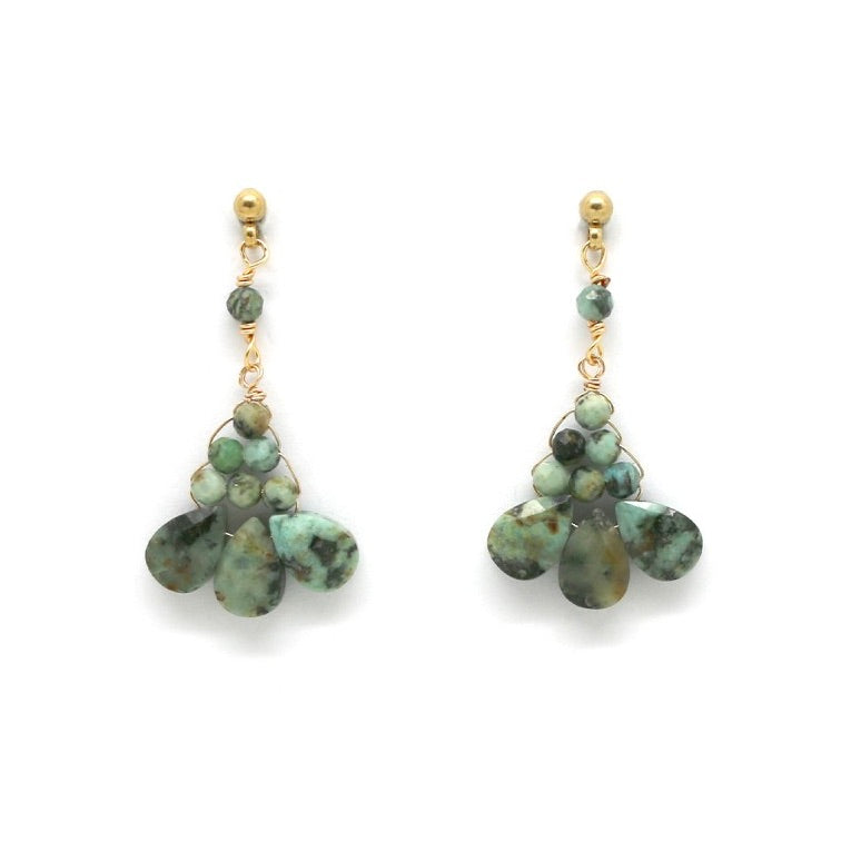 African Turquoise Stone Drop Dangle Earrings