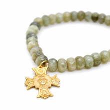 Load image into Gallery viewer, Stretch Labradorite Bracelet French Religious Medal - FMB09A
