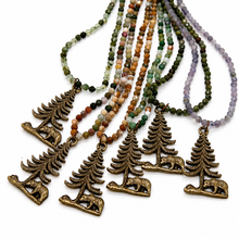 Load image into Gallery viewer, Antique Brass Bear and Tree Necklace
