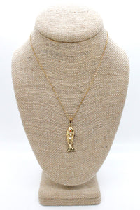 Delicate Articulated Gold Fish Necklace - N2-2564