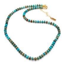 Load image into Gallery viewer, Turquoise and Gold Short Beaded Necklace
