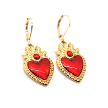 Load image into Gallery viewer, Red Heart Enamel Earrings - E9-104
