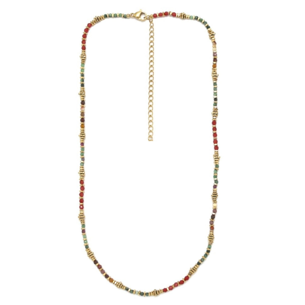 Semi Precious Stone Mix 24K Gold Plate Necklace -  N2-2695A