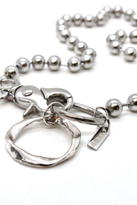Silver Hoop Charm Necklace Silver Chain Claw Clasp