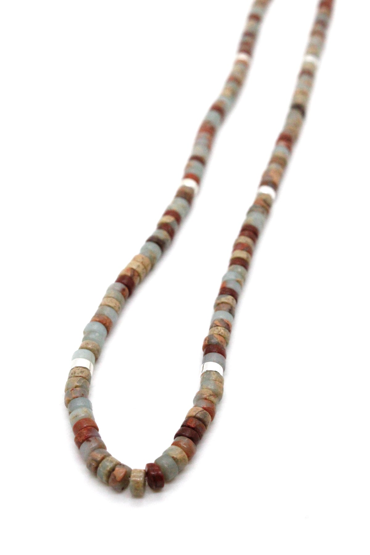 Natural Stone Short Necklace with Silver -Stone Collection-