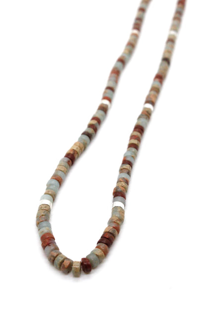 Natural Stone Short Necklace with Silver -Stone Collection-