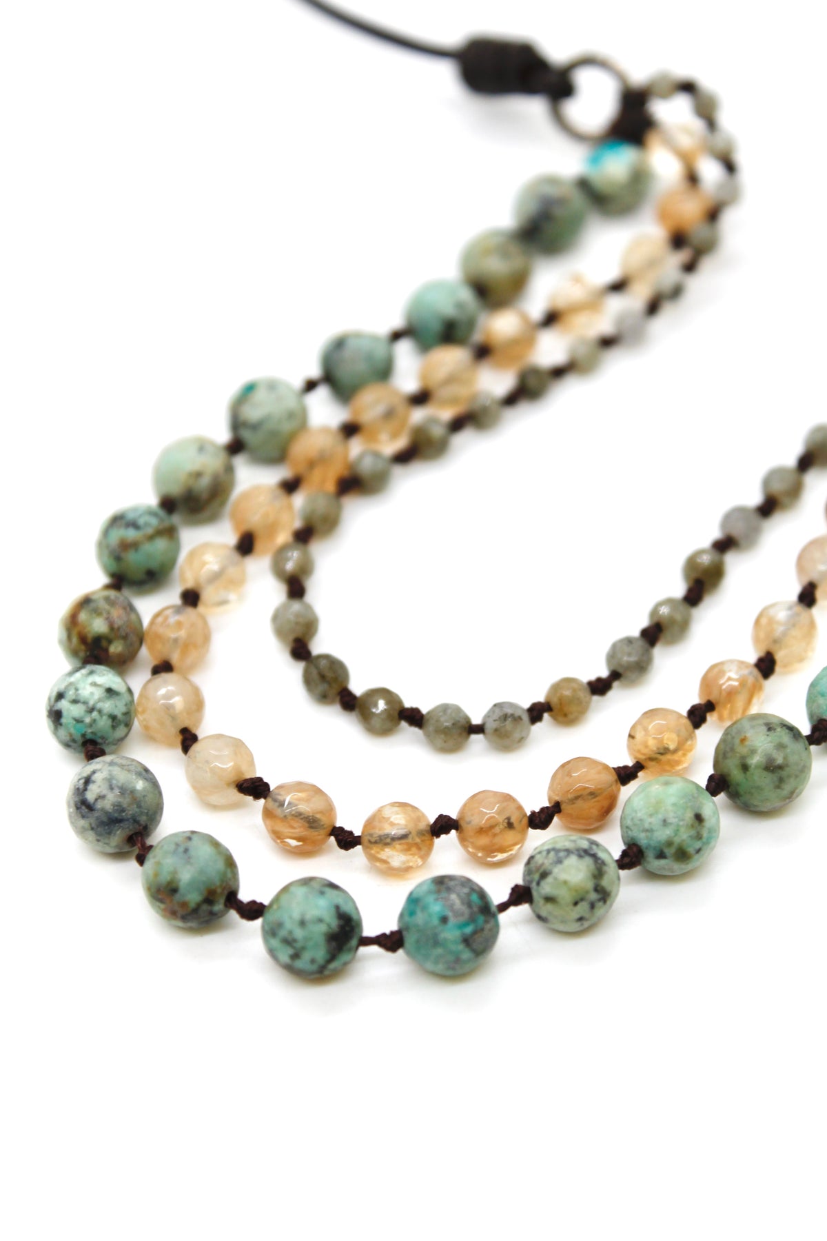 Semi Precious Stone Multi Strand Short Necklace - N4-005