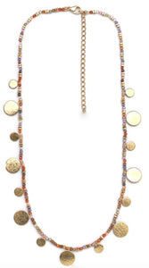 Museum Style Faceted Fluorine Short Necklace with 24K Gold Plate Mini Charms