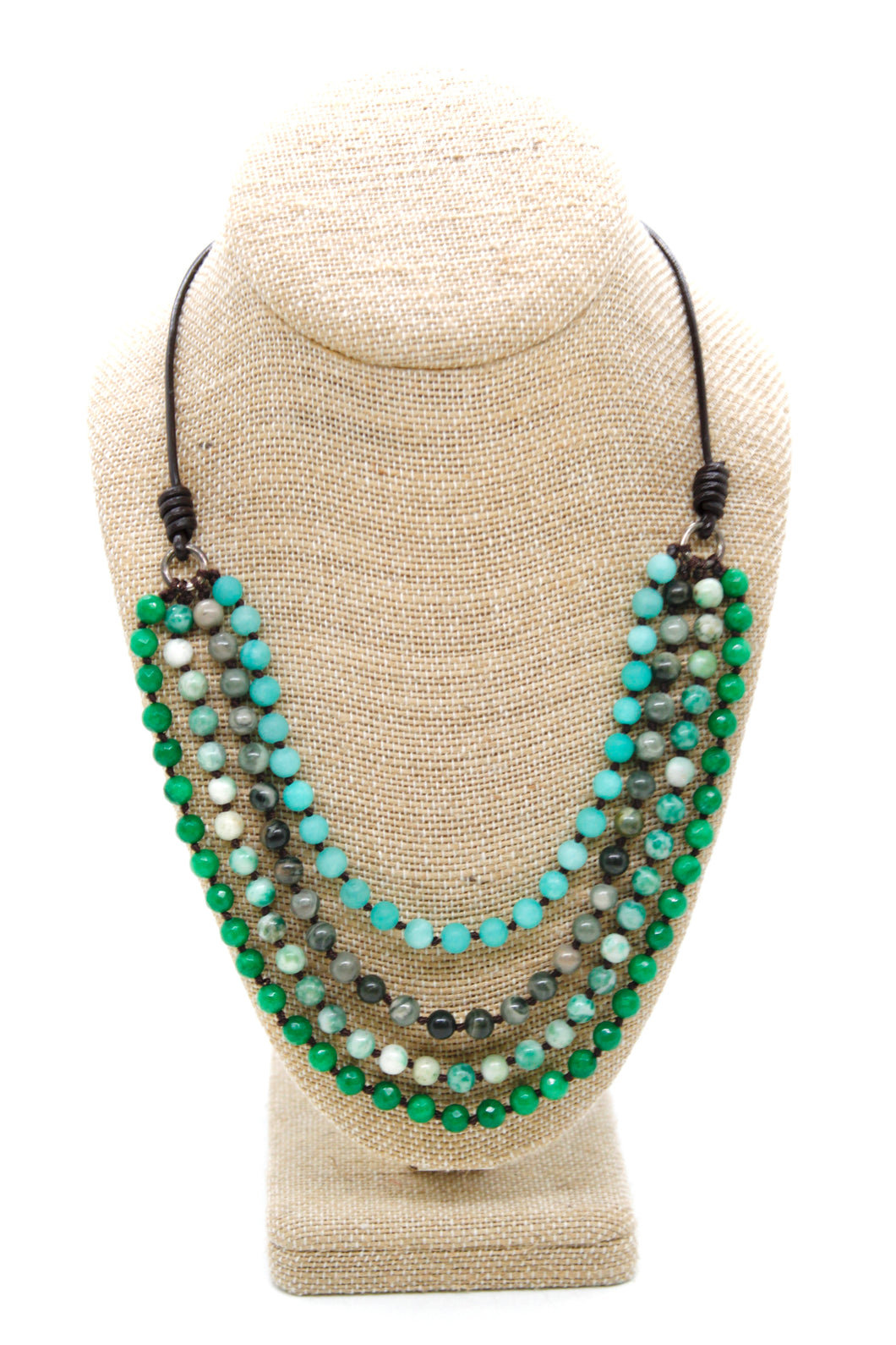 Semi Precious Stone Multi Strand Short Necklace - NLS-M22